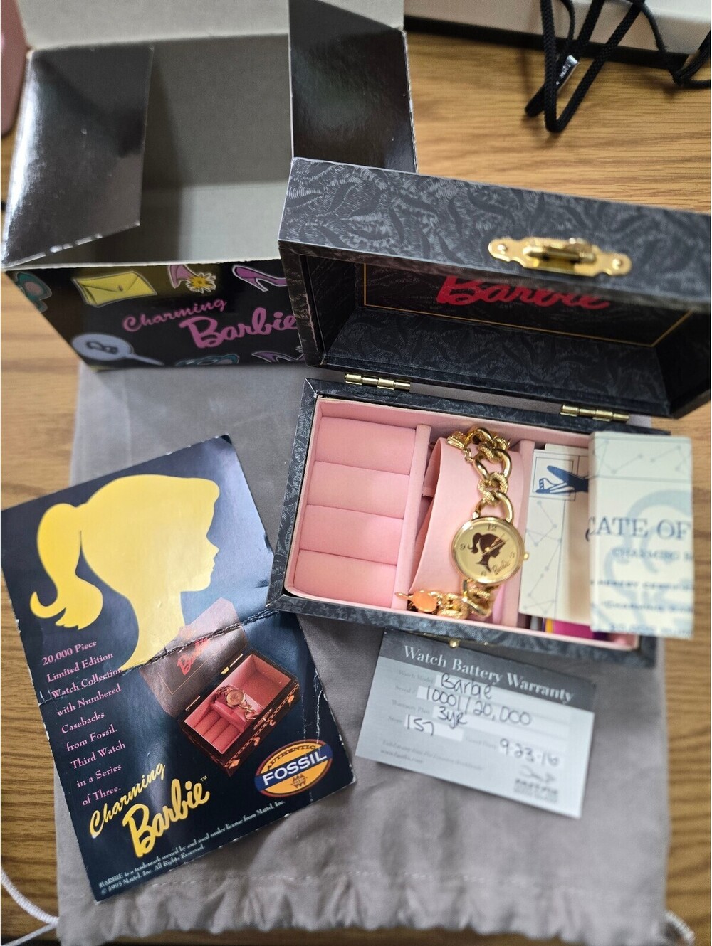 Vintage Fossil Charming Barbie Limited Edition Watch Set Y2k McBling BarbieCore